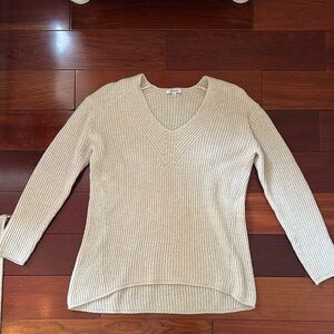 Madewell Cream V-Neck Women's Tunic Style Sweater